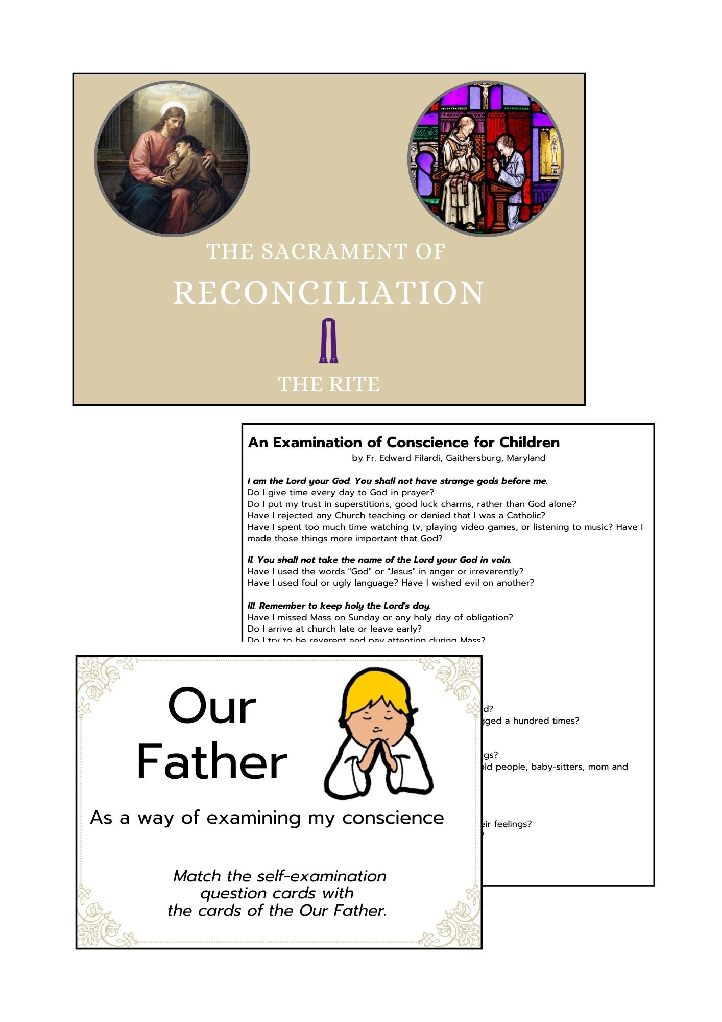 Sacrament of Reconciliation Charts, Matching Cards & Examinations of Conscience